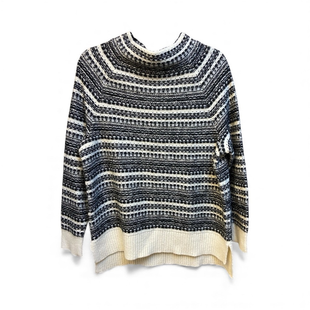 Talbots Black and White Patterned Turtleneck Sweater - Picture 3 of 5